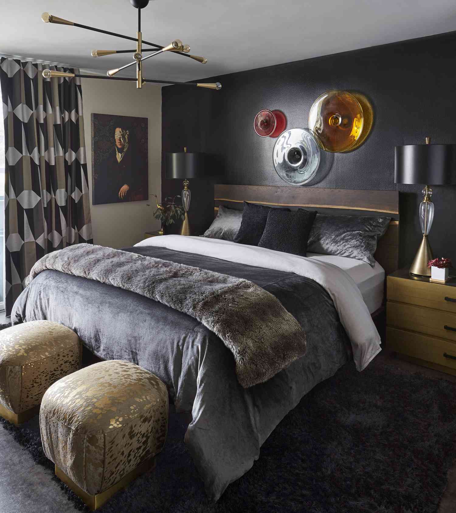 black primary bedroom accent wall ideas