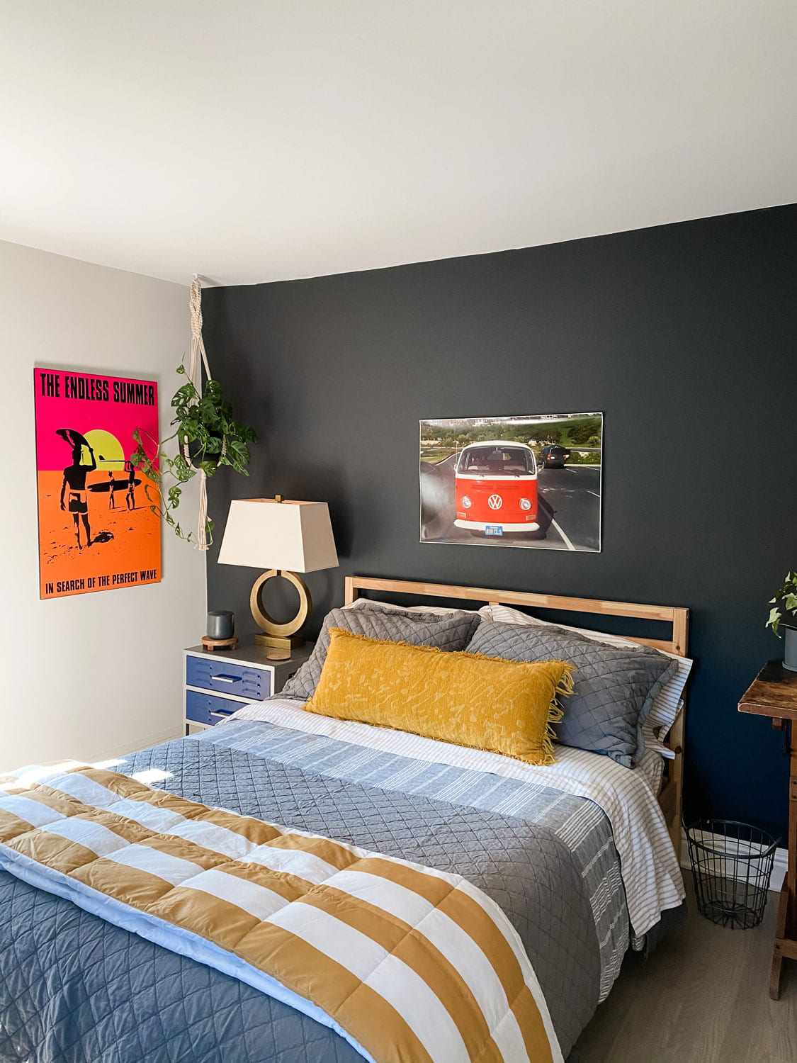 black accent wall teen bedroom 