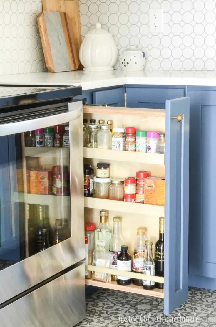 A DIY pull-out spice rack cabinet