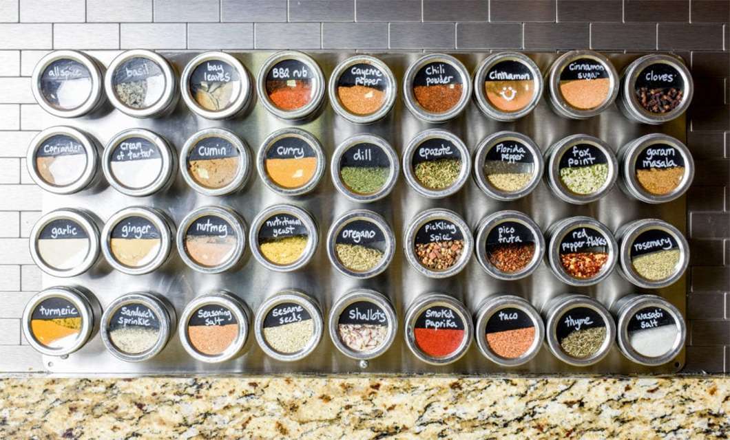 A magnetic DIY spice rack