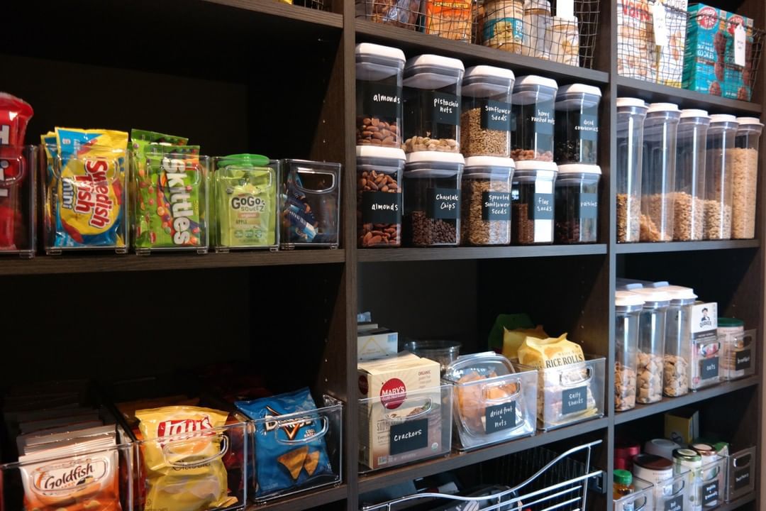 Walk-In Pantry with Dark Cabinets