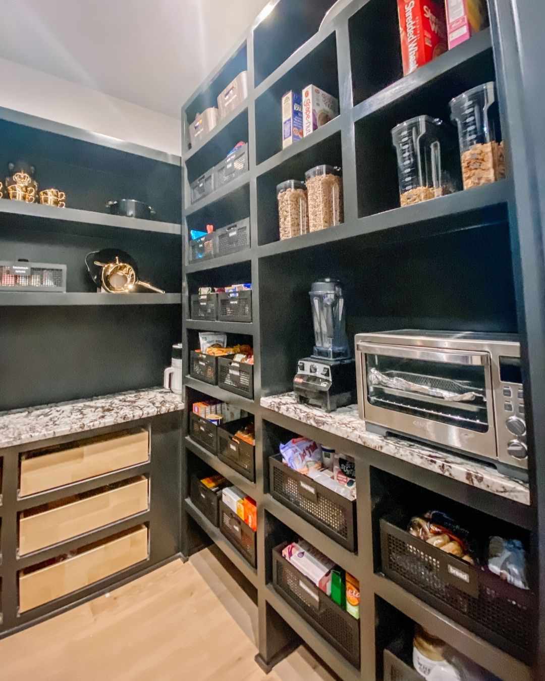 Walk-In Pantry with Appliances and Pull Out Storage