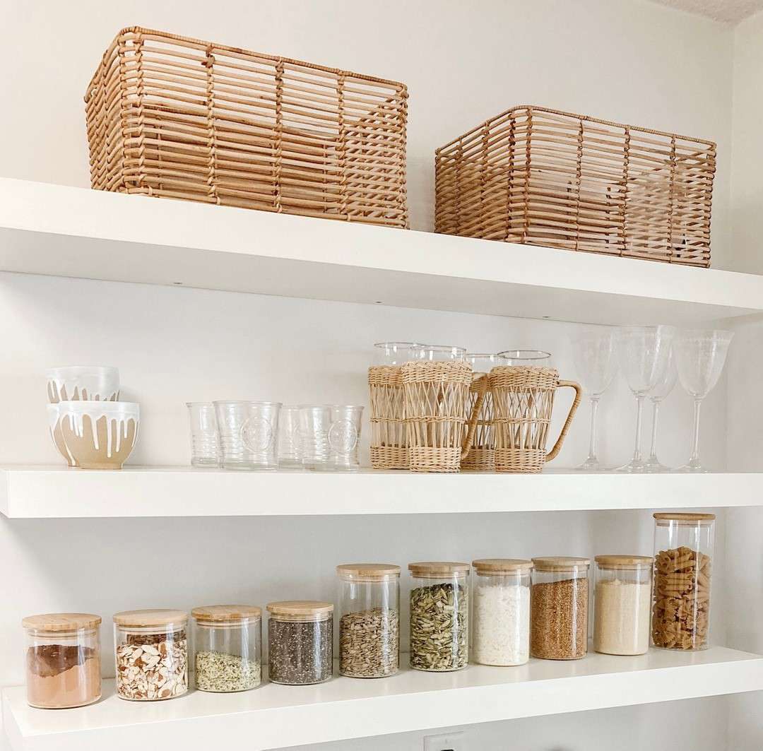 Walk-In Pantry with Pretty Storage Containers