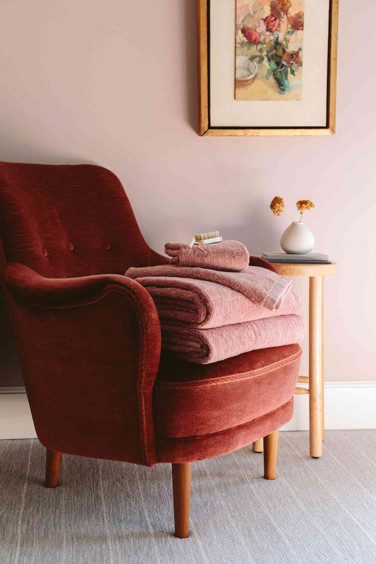 tufted maroon bedroom chair