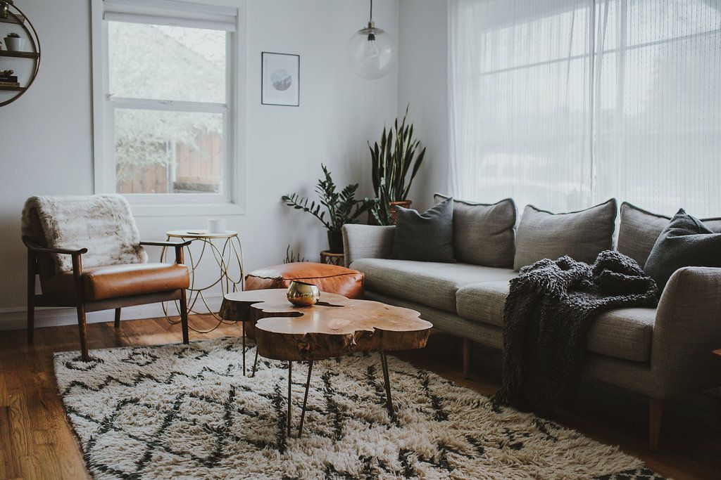 earthy brown and gray living room