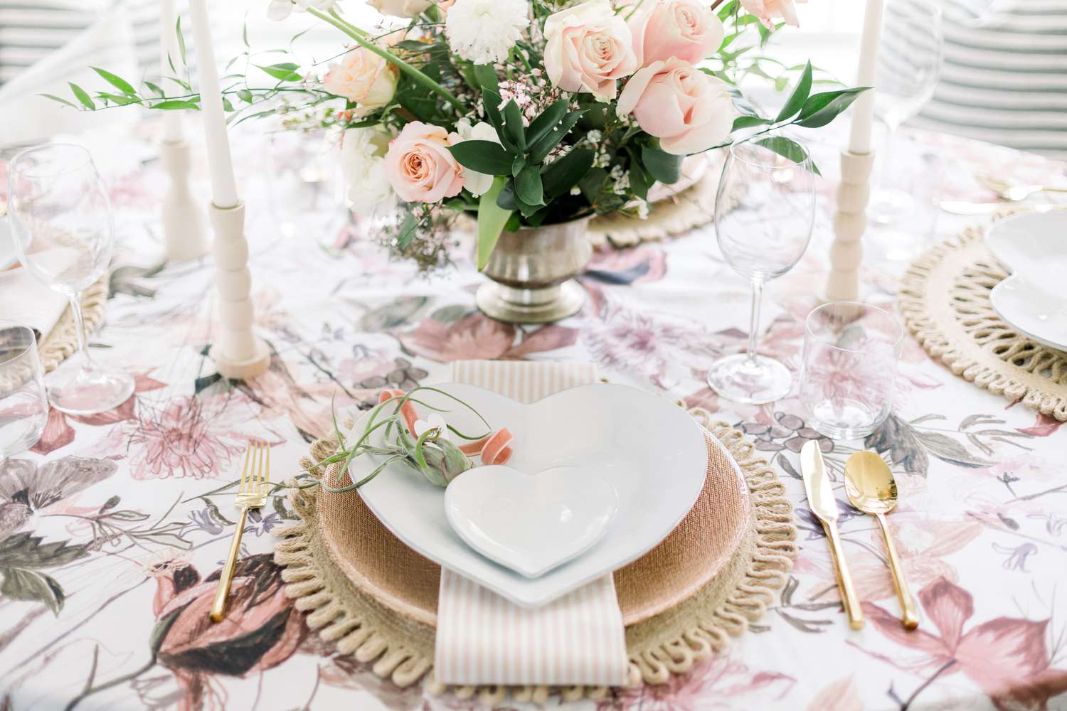 Valentine's Day tablescape with heart plates