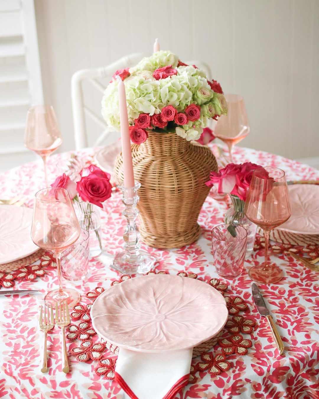 Pink floral tablescape