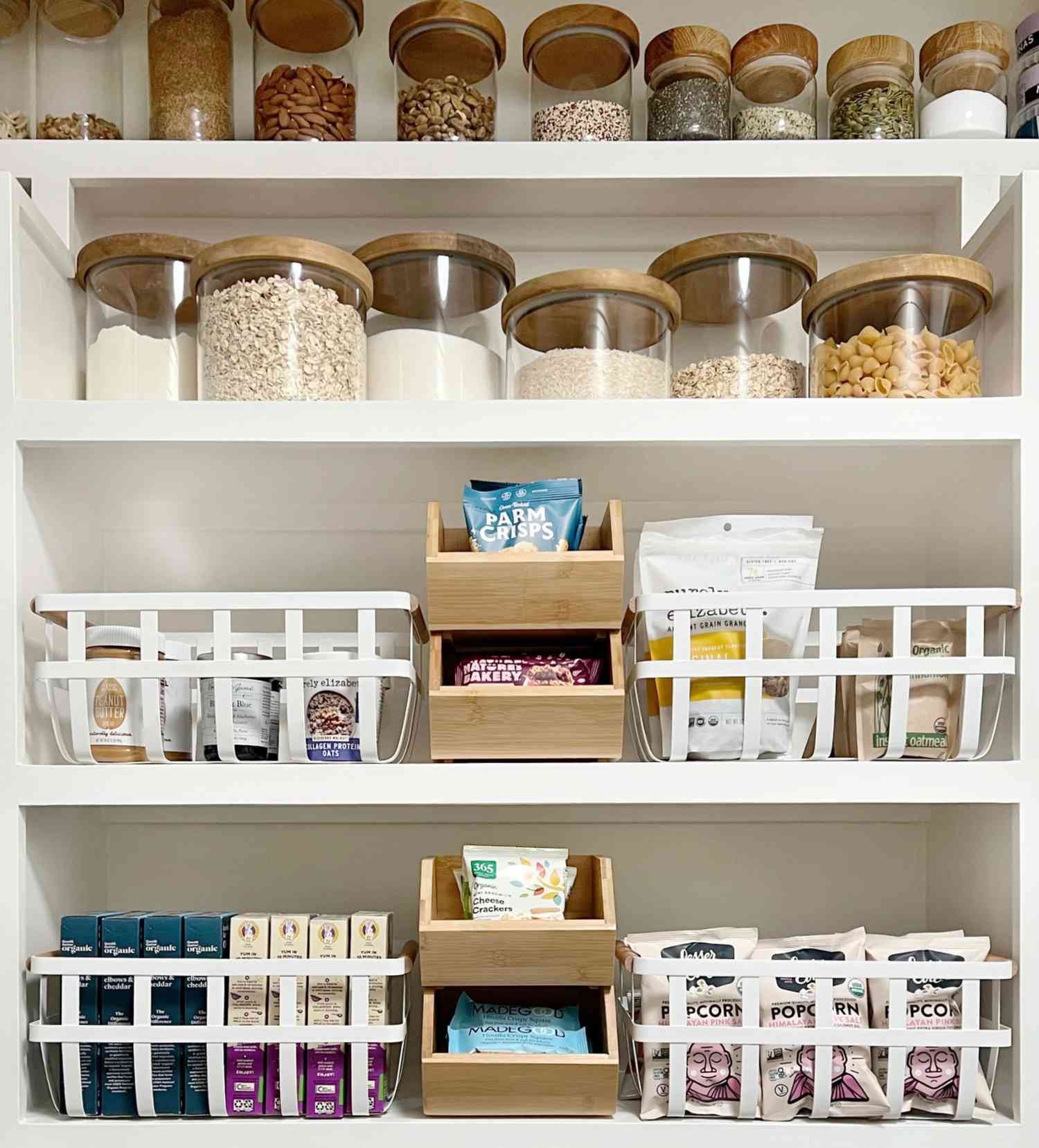 organized pantry with decanters