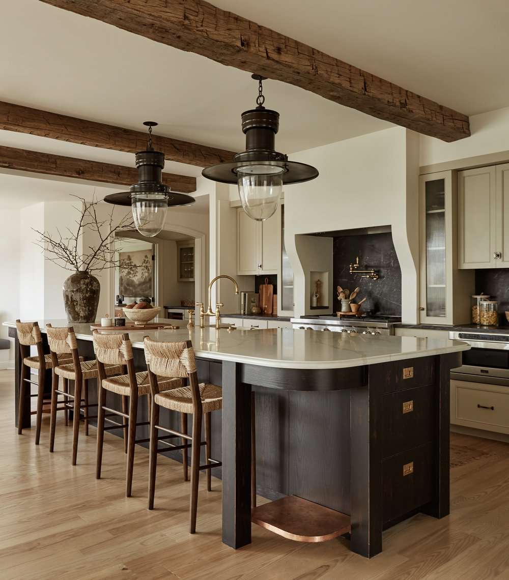 black and gold kitchen creamy accents